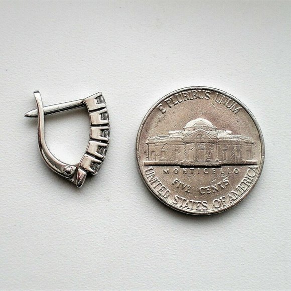 Russian Russia Solid 14K 585 White Gold 0.30CT CZ Cluster Pierced Earrings - Picture 4 of 7